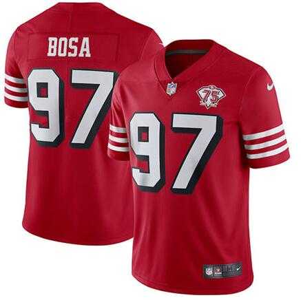 Nike 49ers 97 Nick Bosa Red 75th Anniversary Color Rush Vapor Untouchable Limited Jersey,We sell and wholesale Nike 49ers 97 Nick Bosa Red 75th Anniversary Color Rush Vapor Untouchable Limited Jersey on line form chian!